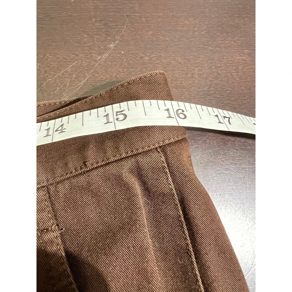 Lafayette‎ 148 New York Brown Cotton Stretch Cropped Straight Leg Pants Size 6